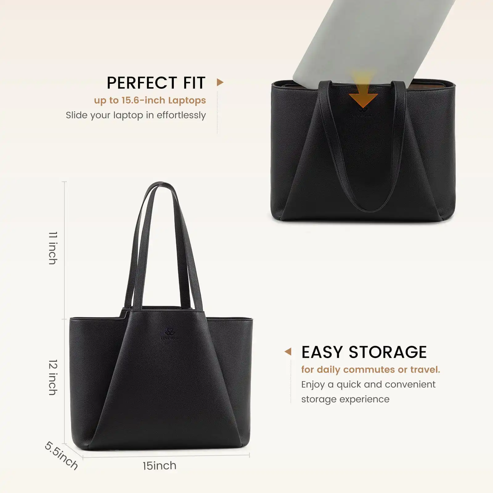 Γυναικείo σετ τσάντα ώμου/χειρός φορητού υπολογιστή Lovevook 15,6'' WB3269 Black