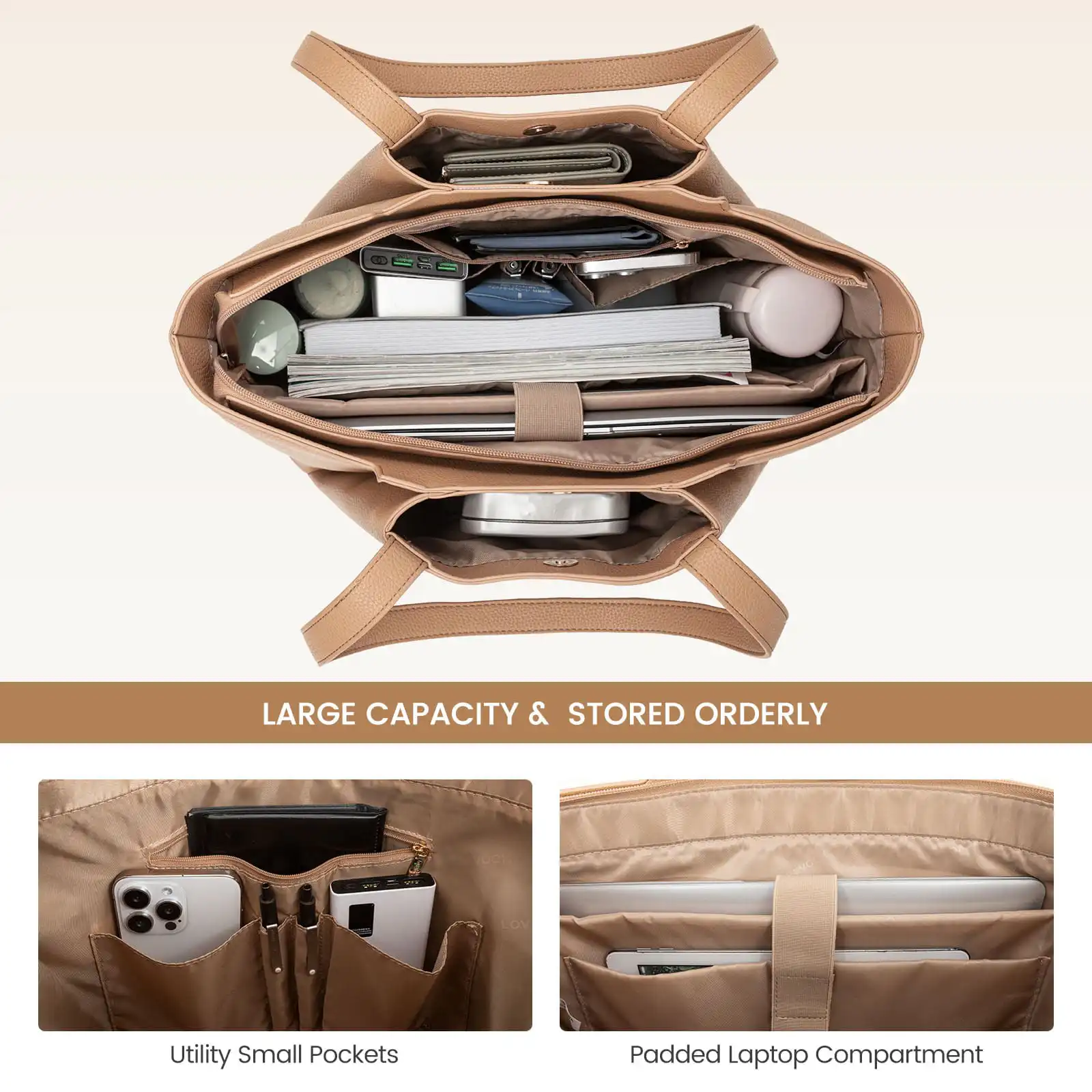 Γυναικείo σετ τσάντα ώμου/χειρός φορητού υπολογιστή Lovevook 15,6'' WB3269 Camel