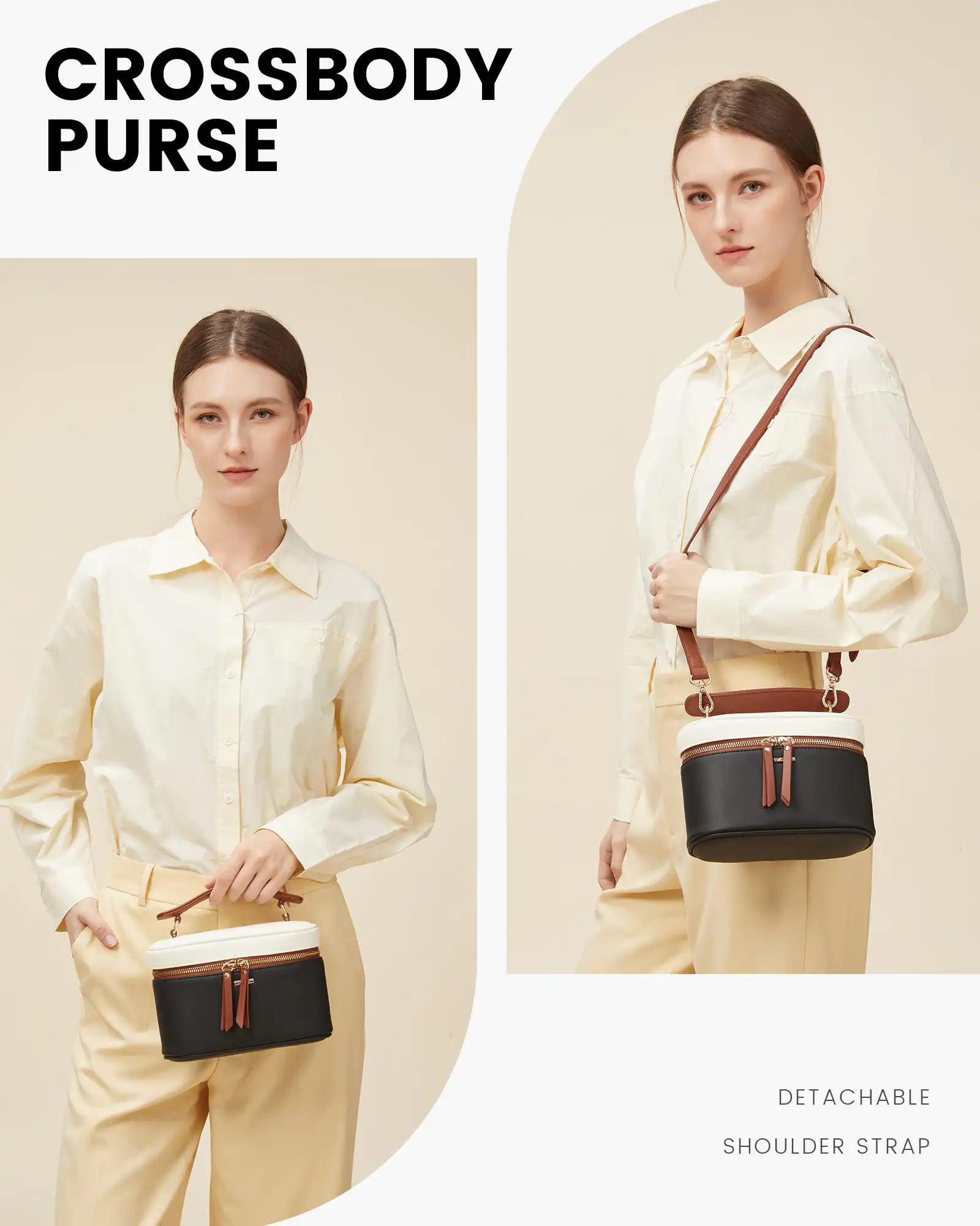 Τσαντάκι Χειρός Χιαστί Lovevook WB4311 beige black brown