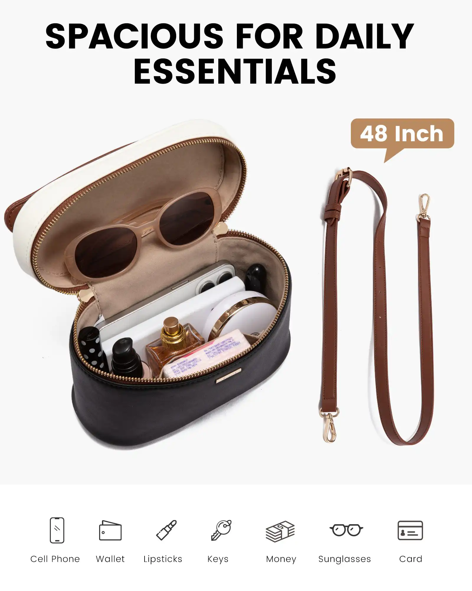 Τσαντάκι Χειρός Χιαστί Lovevook WB4311 beige black brown