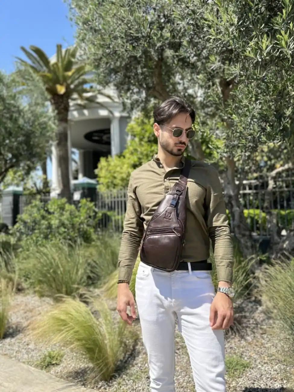 Δερμάτινο τσαντάκι body Bull Captain XB 105 σκούρο καφέ