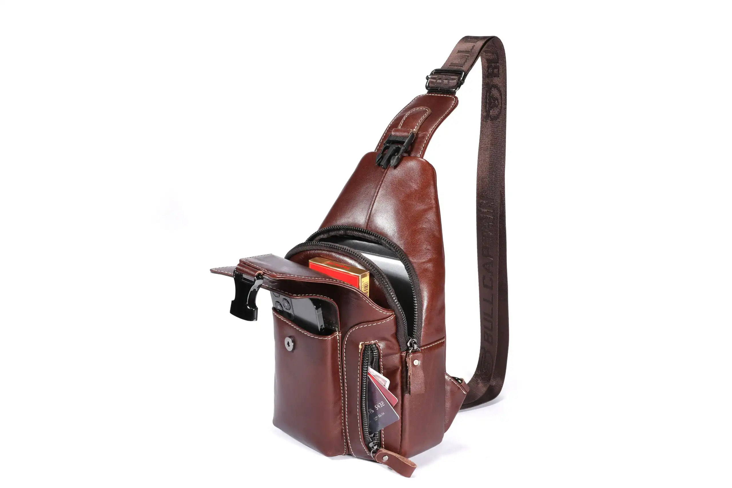 Δερμάτινο τσαντάκι body Bull Captain XB 128 σκούρο καφέ