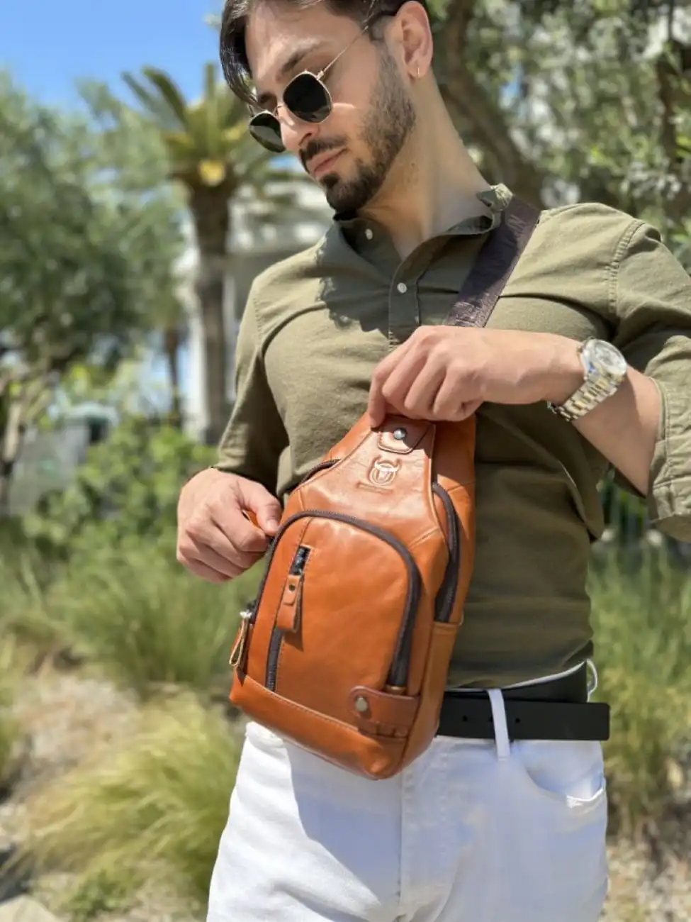 Δερμάτινο τσαντάκι body Bull Captain XB 129 καφέ