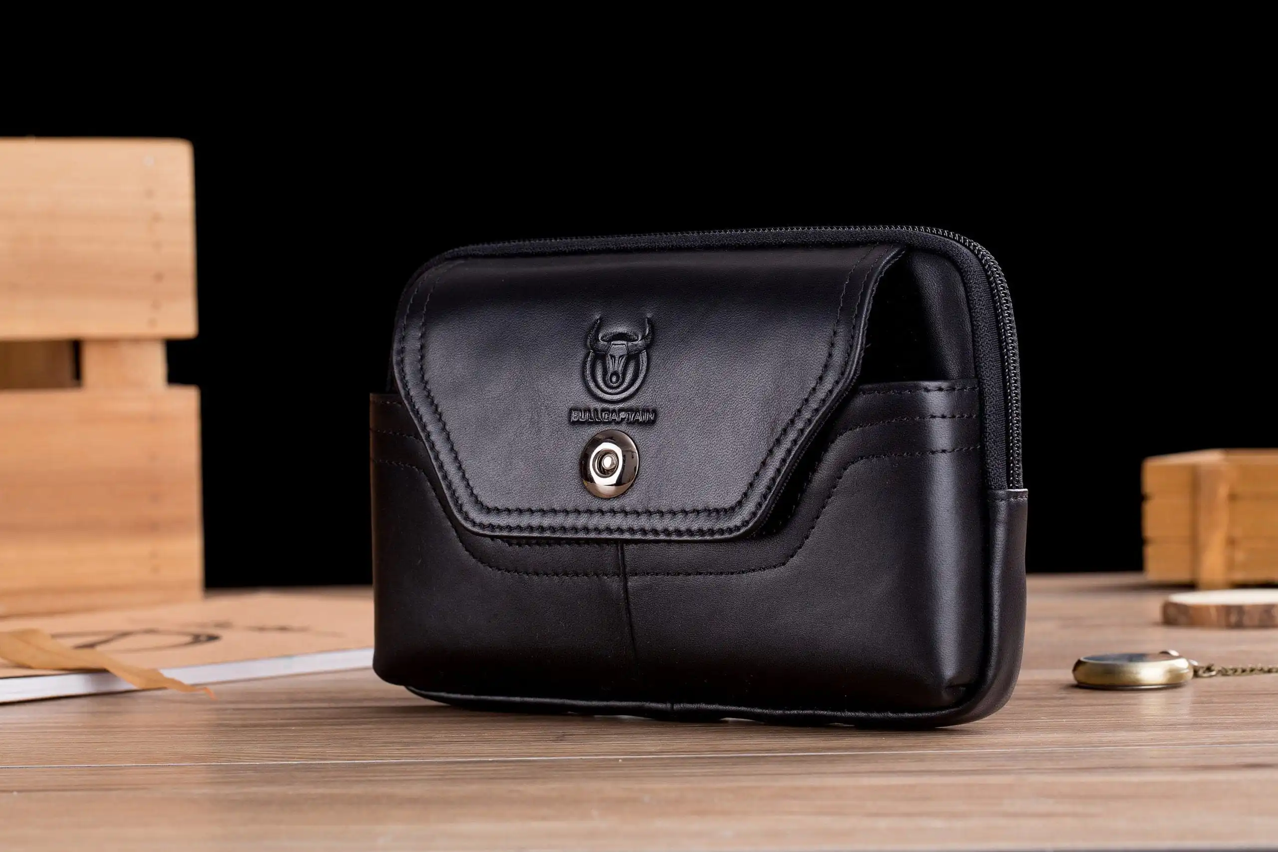 Δερμάτινο τσαντάκι μέσης (ζώνης) Bull Captain YB 04 μαύρο