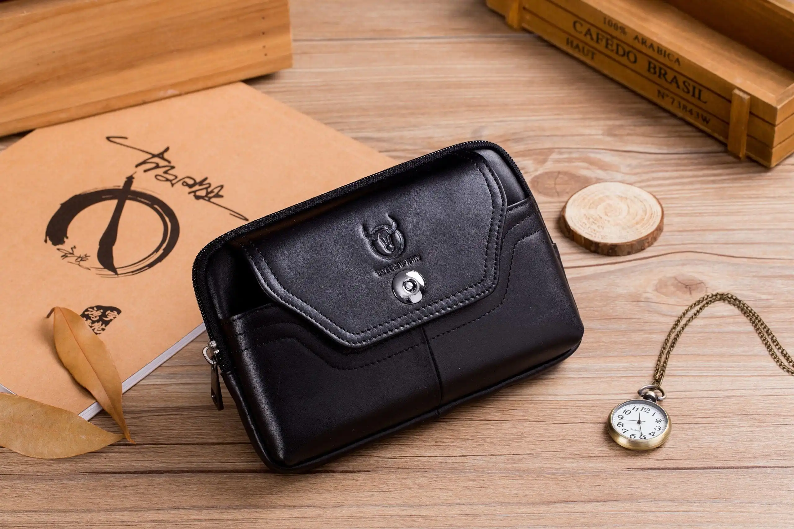 Δερμάτινο τσαντάκι μέσης (ζώνης) Bull Captain YB 04 μαύρο