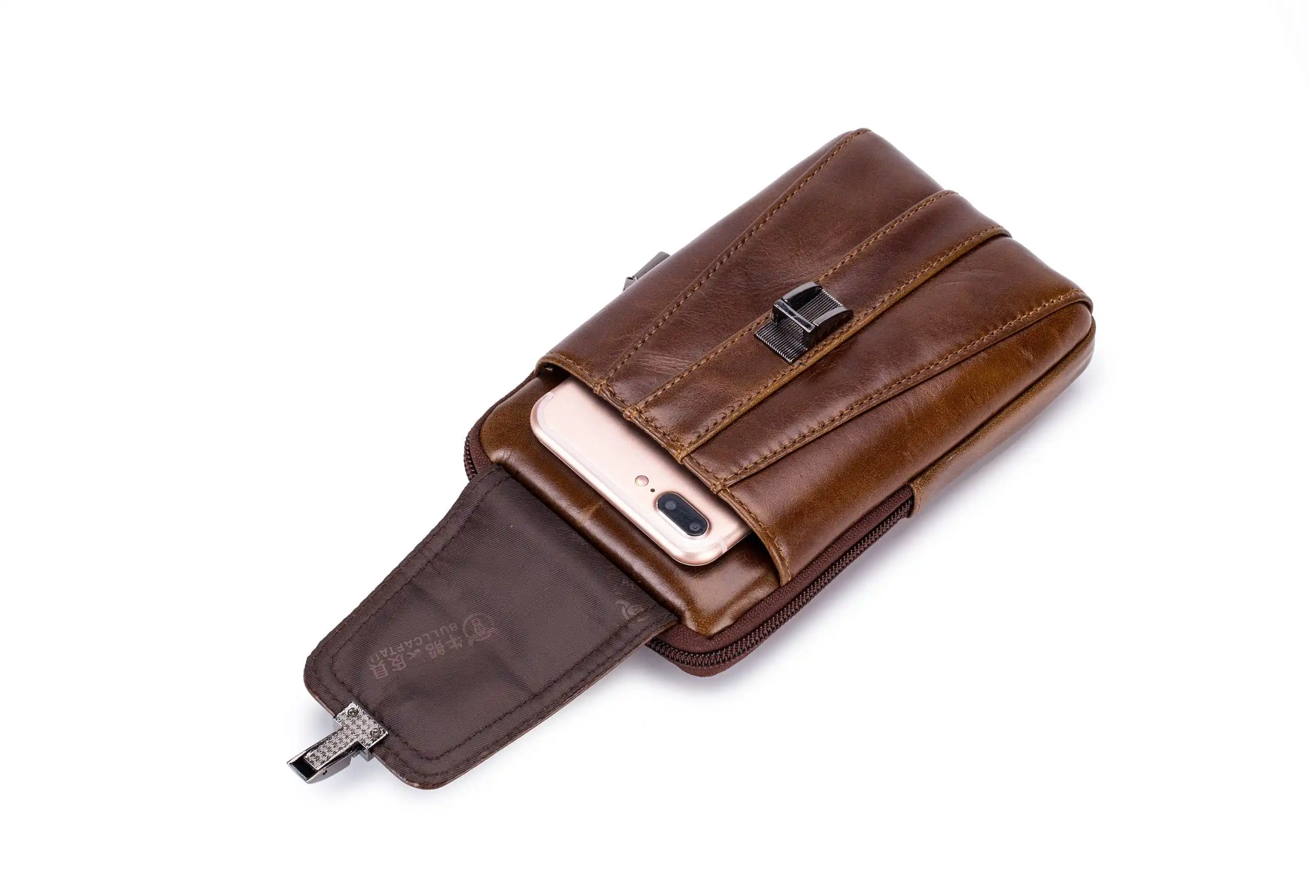 Δερμάτινο τσαντάκι ώμου Bull Captain ΥΒ043V σκούρο καφέ