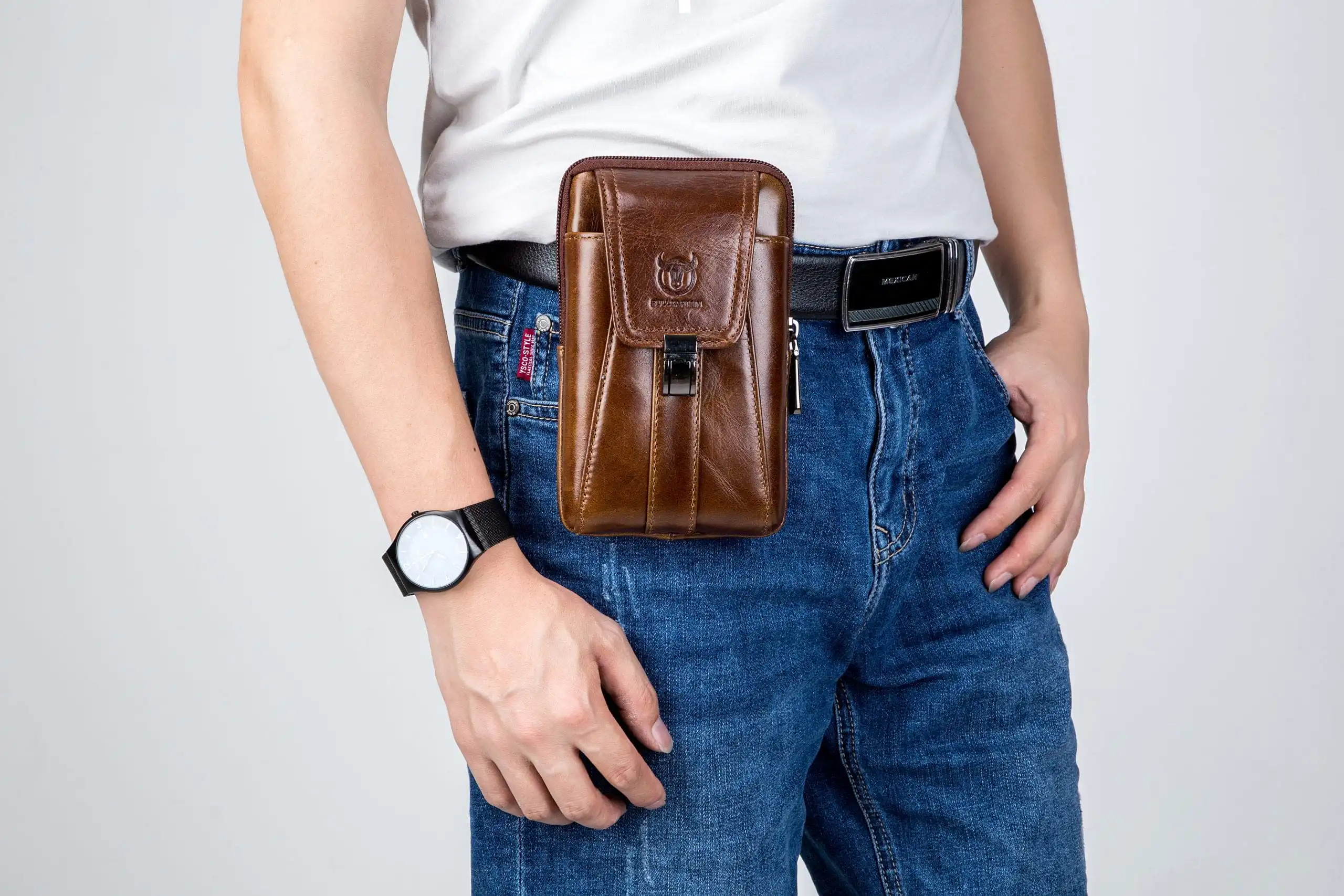 Δερμάτινο τσαντάκι ώμου Bull Captain ΥΒ043V σκούρο καφέ