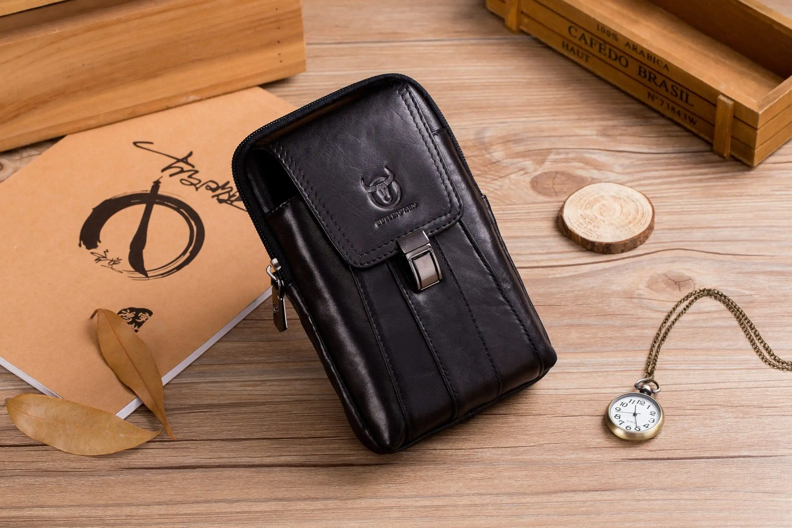 Δερμάτινο τσαντάκι ώμου/μέσης Bull Captain ΥΒ043V μαύρο