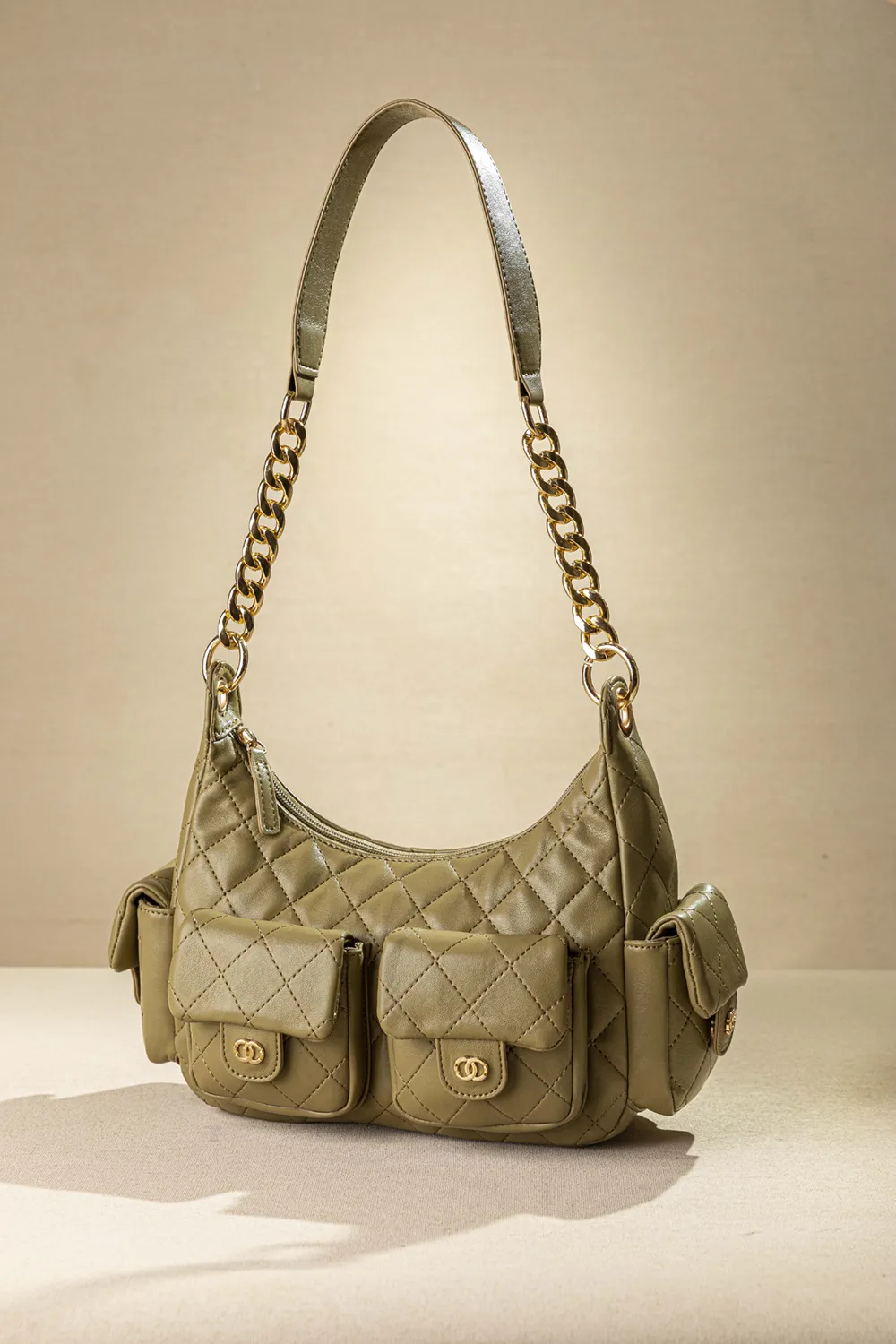 Τσαντάκι ώμου με εξωτερικά τσεπάκια