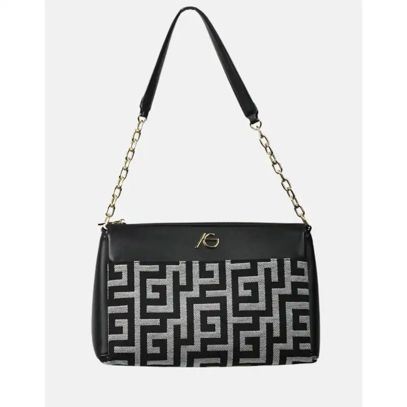 Χειροποίητη τσάντα ώμου ασπρόμαυρη Aerith