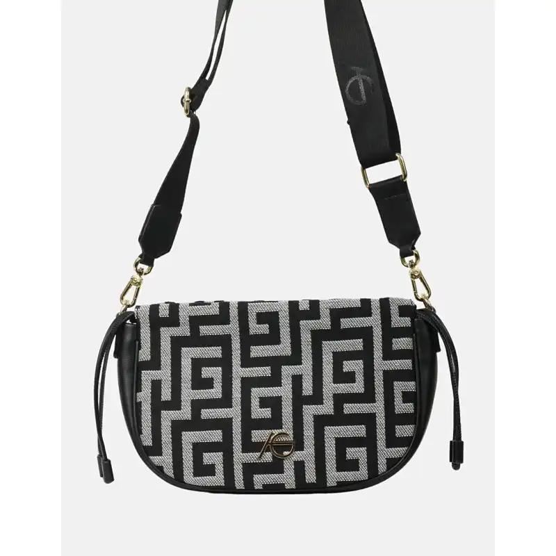 Χειροποίητο τσαντάκι ώμου ασπρόμαυρο Celes