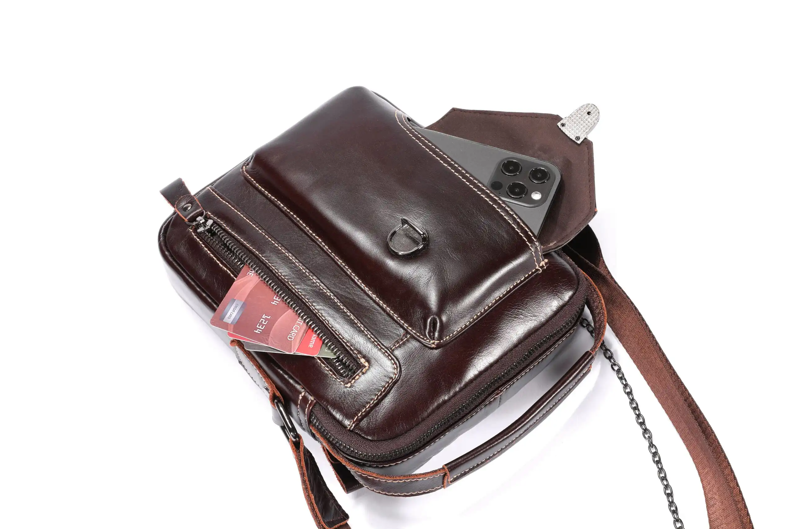 Δερμάτινο τσαντάκι ώμου Bull Captain DJB 039 Σκούρο καφέ