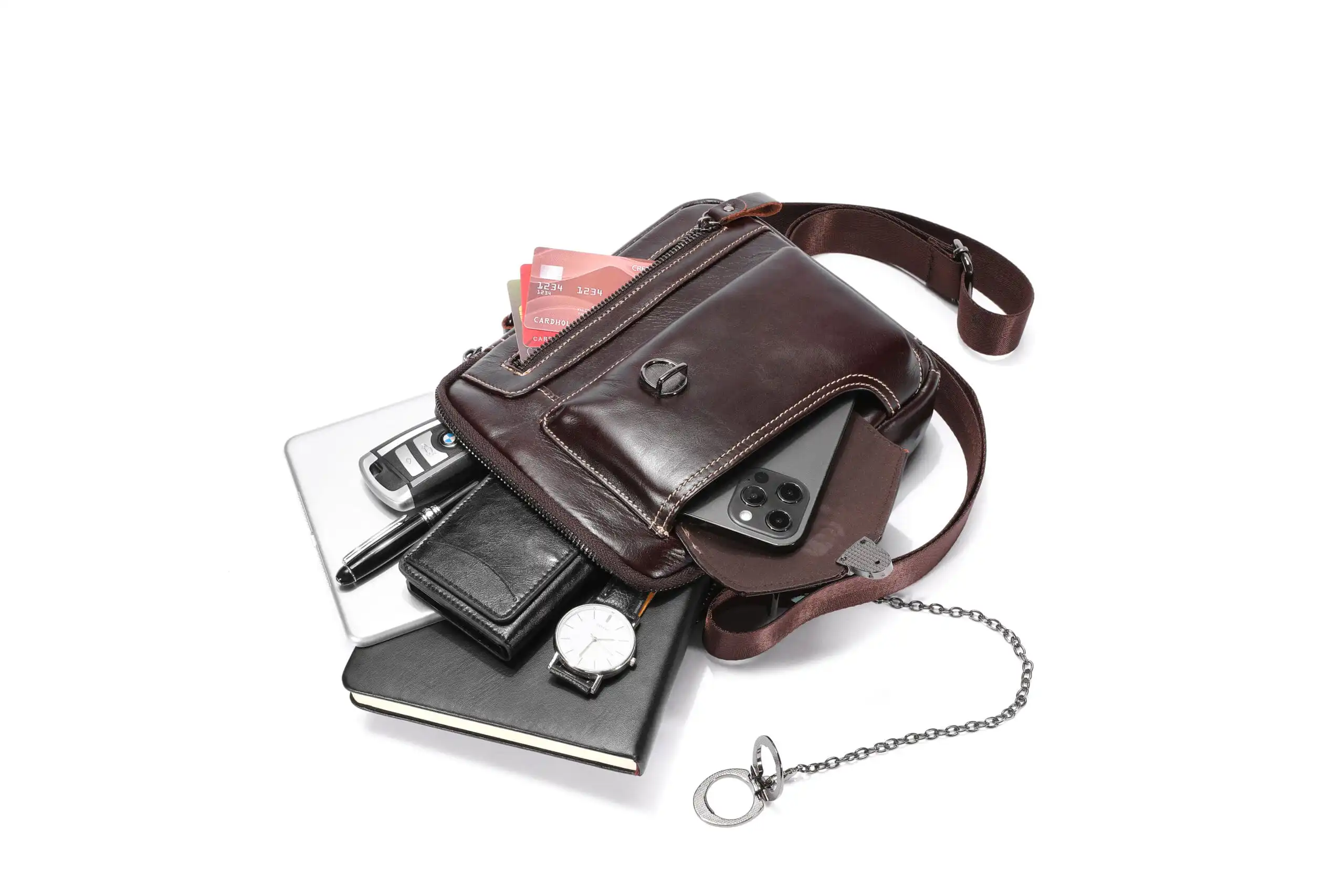 Δερμάτινο τσαντάκι ώμου Bull Captain DJB 039 Σκούρο καφέ