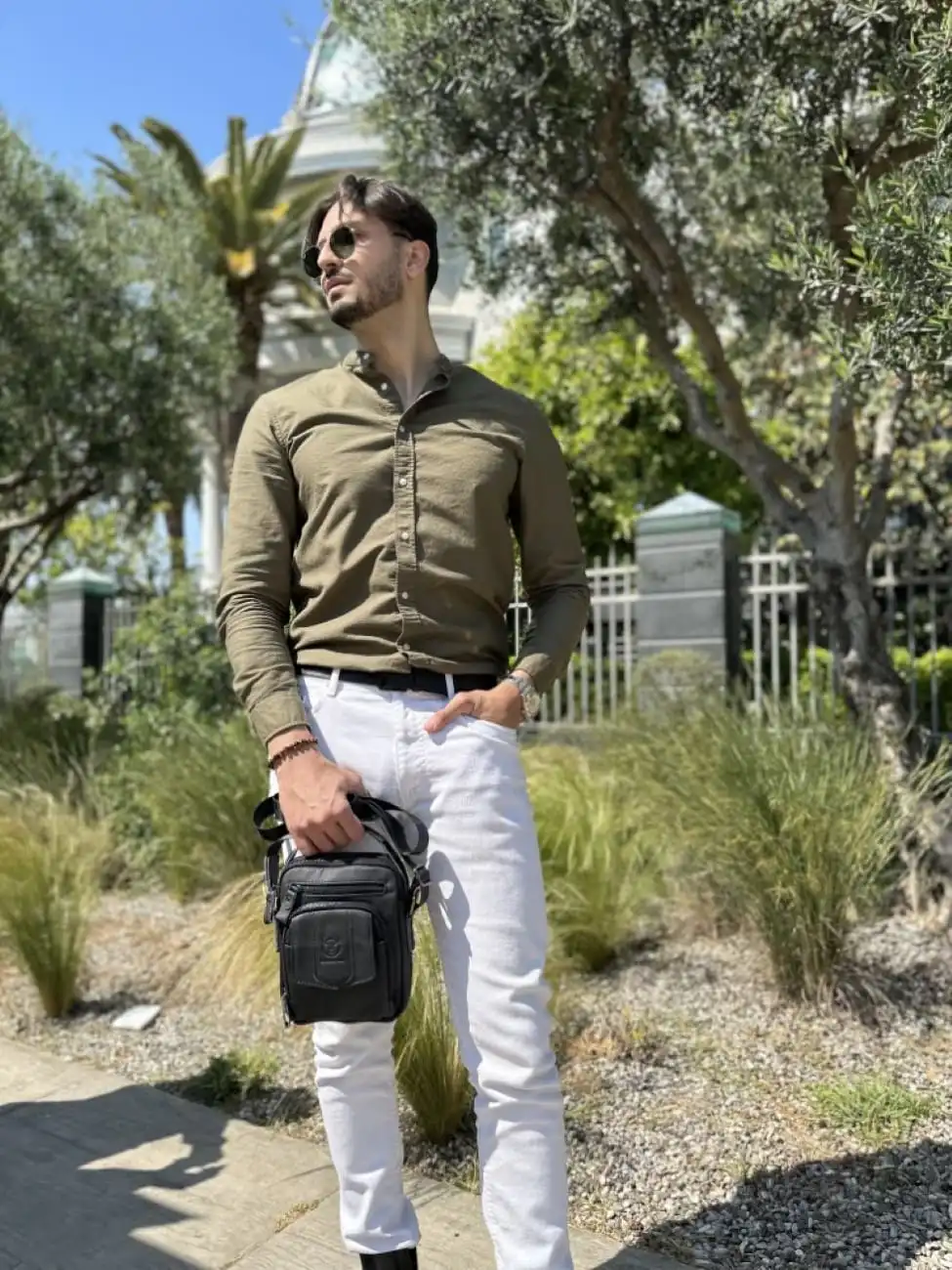 Γνήσια δερμάτινη τσάντα ώμου Bull Captain DJB 777 μαύρο