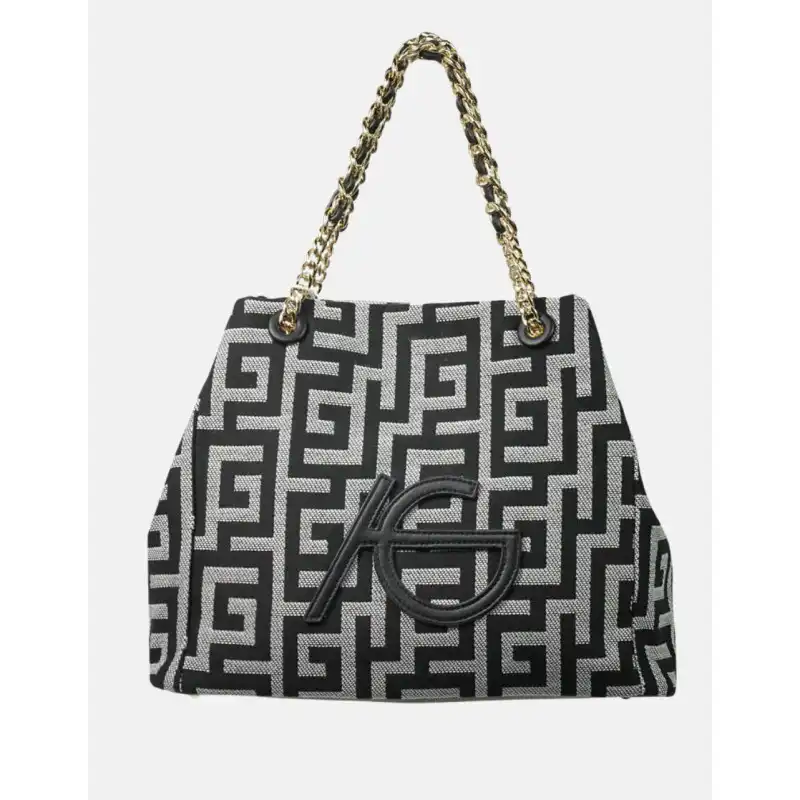 Χειροποίητη τσάντα ώμου ασπρόμαυρη Izayoi