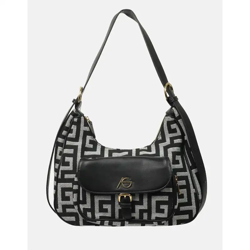 Χειροποίητη τσάντα ώμου ασπρόμαυρη Krile Χειροποίητη τσάντα ώμου ασπρόμαυρη Krile