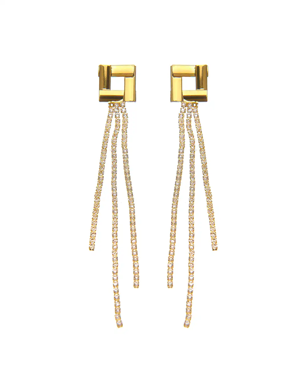 Κρεμαστά σκουλαρίκια με πέτρες lyod 3-5-3 – Χρυσό