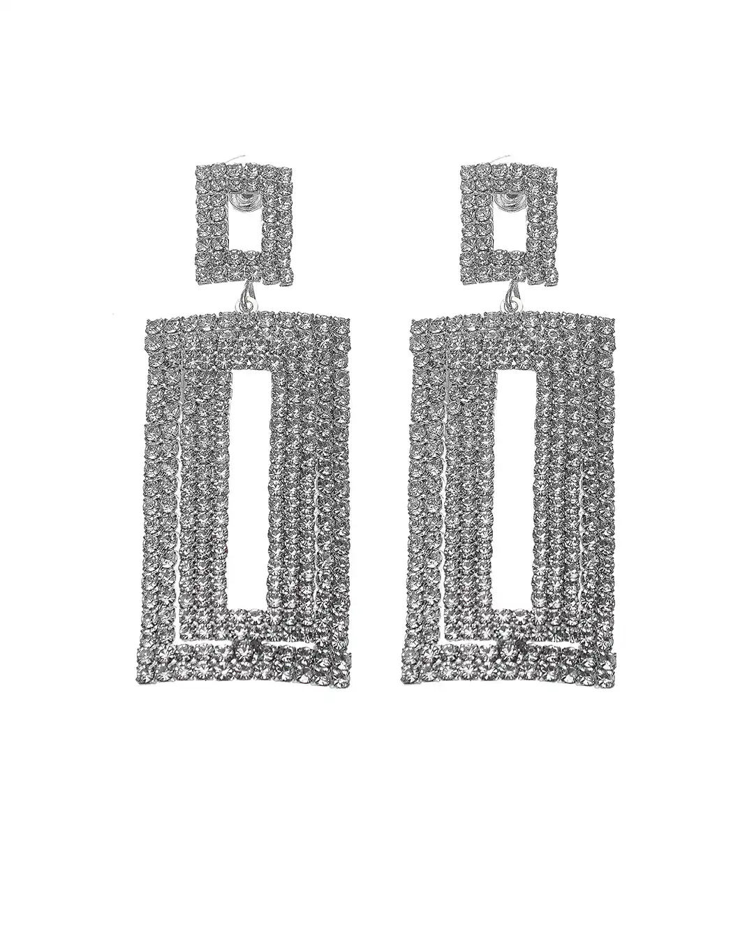 Κρεμαστά σκουλαρίκια με πέτρες lyod 4-15-4 – Ασημί