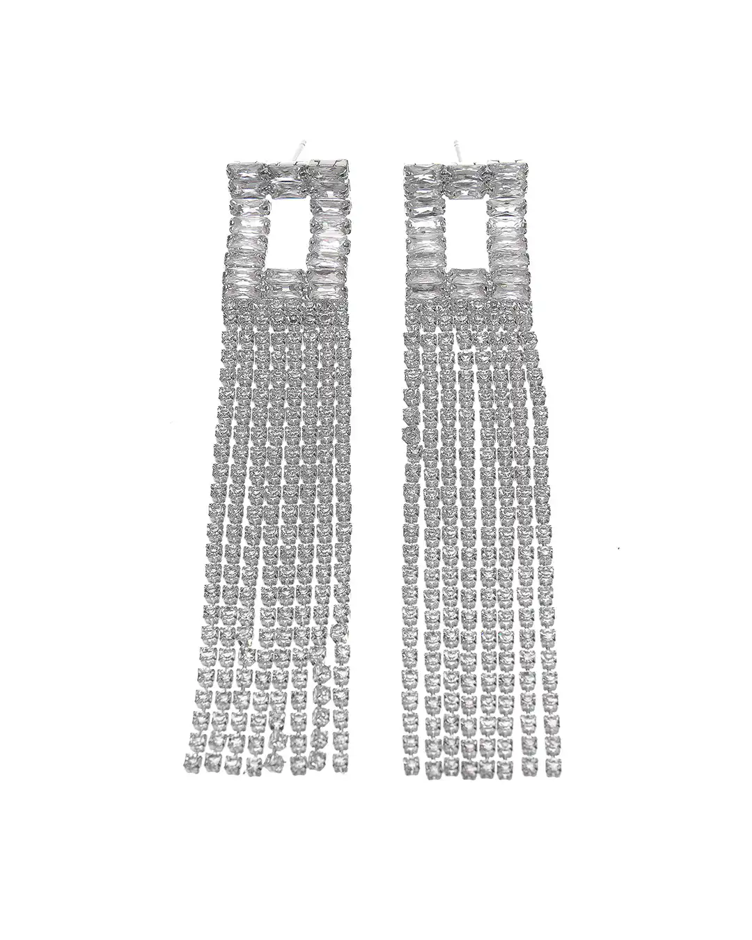 Κρεμαστά σκουλαρίκια με πέτρες lyod 4-4 – Ασημί