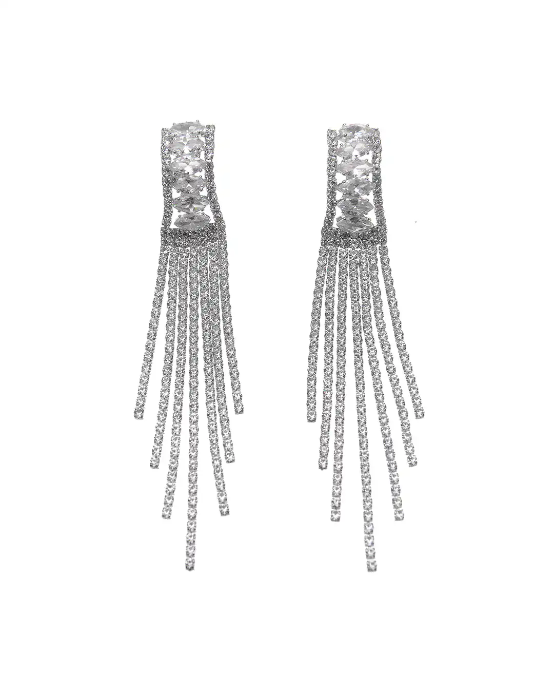 Κρεμαστά σκουλαρίκια με πέτρες lyod 4-7-3 – Ασημί