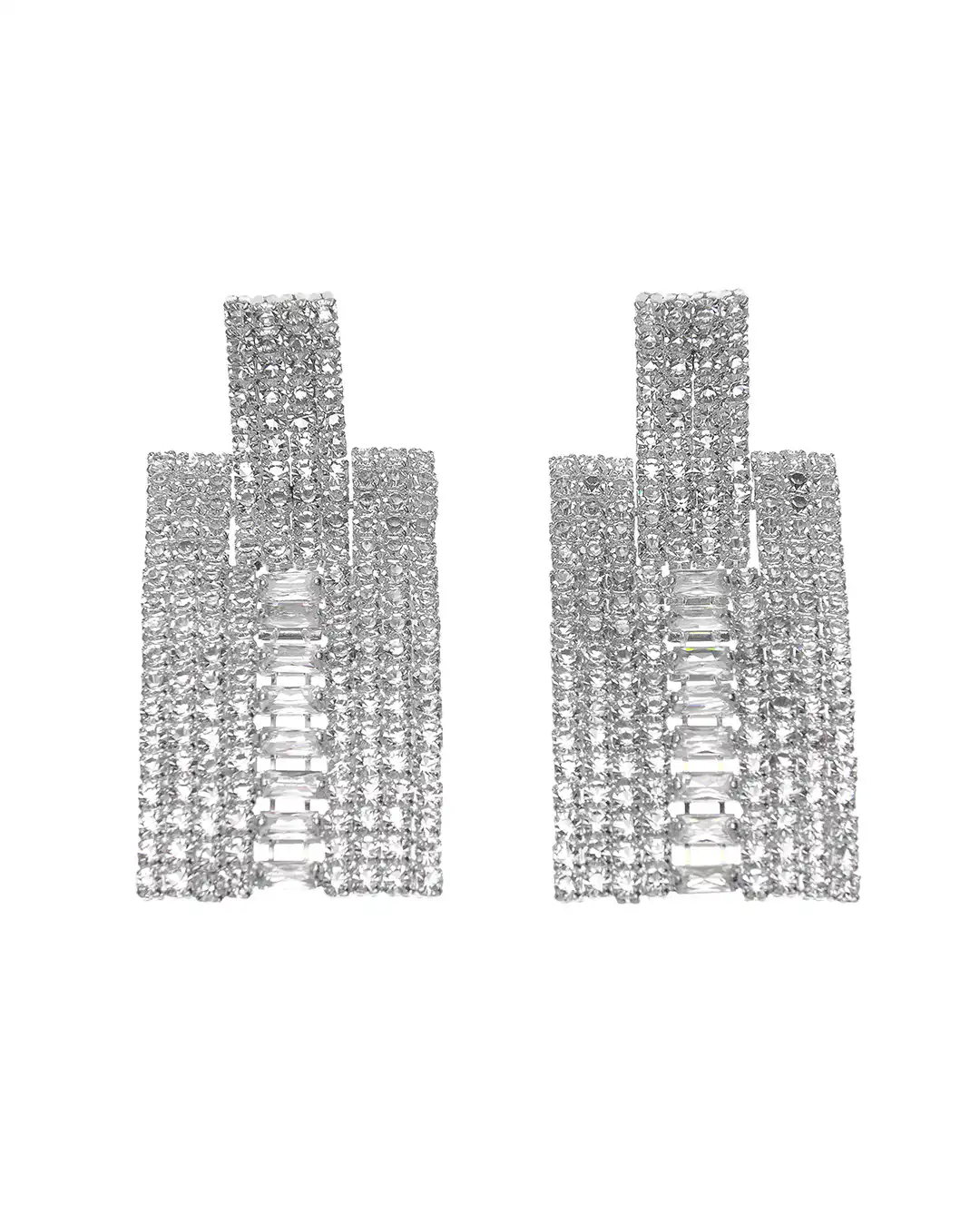 Κρεμαστά σκουλαρίκια με πέτρες lyod 5-2 – Ασημί