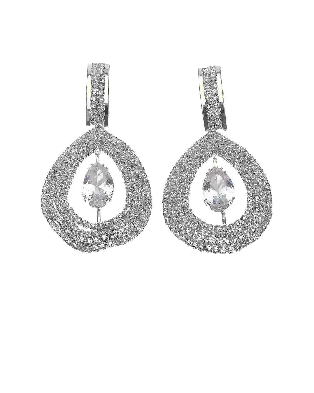 Κρεμαστά σκουλαρίκια με πέτρες lyod 6-1 – Ασημί