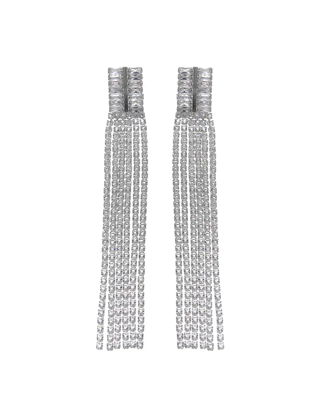 Κρεμαστά σκουλαρίκια με πέτρες lyod 6-13-1 – Ασημί