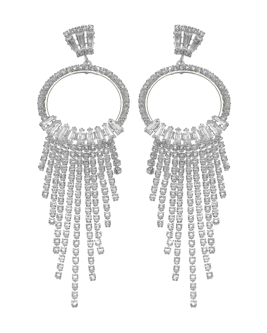 Κρεμαστά σκουλαρίκια με πέτρες lyod 7-11-1 – Ασημί