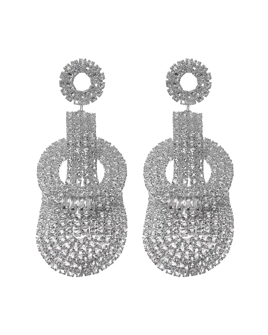 Κρεμαστά σκουλαρίκια με πέτρες lyod 8-4-1 – Ασημί