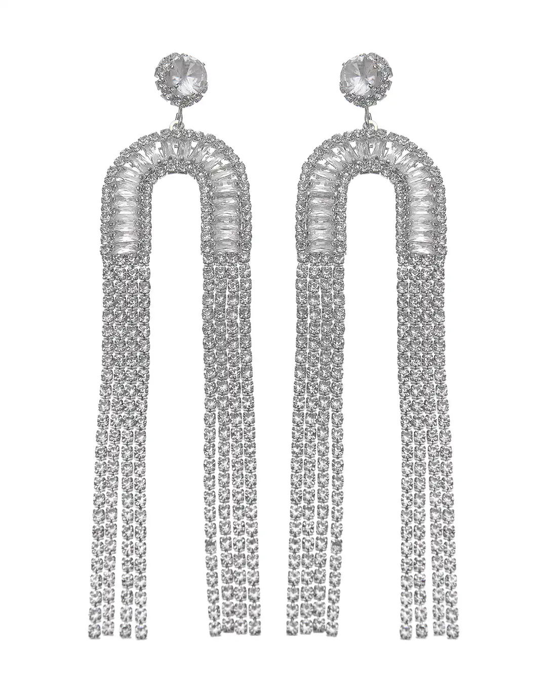 Κρεμαστά σκουλαρίκια με πέτρες lyod- 8-8-1 – Ασημί