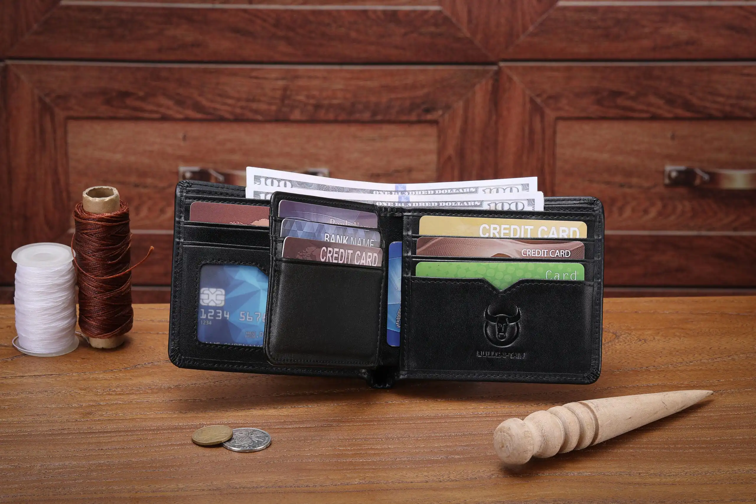 Δερμάτινο πορτοφόλι Bull Captain QB07 new μαύρο