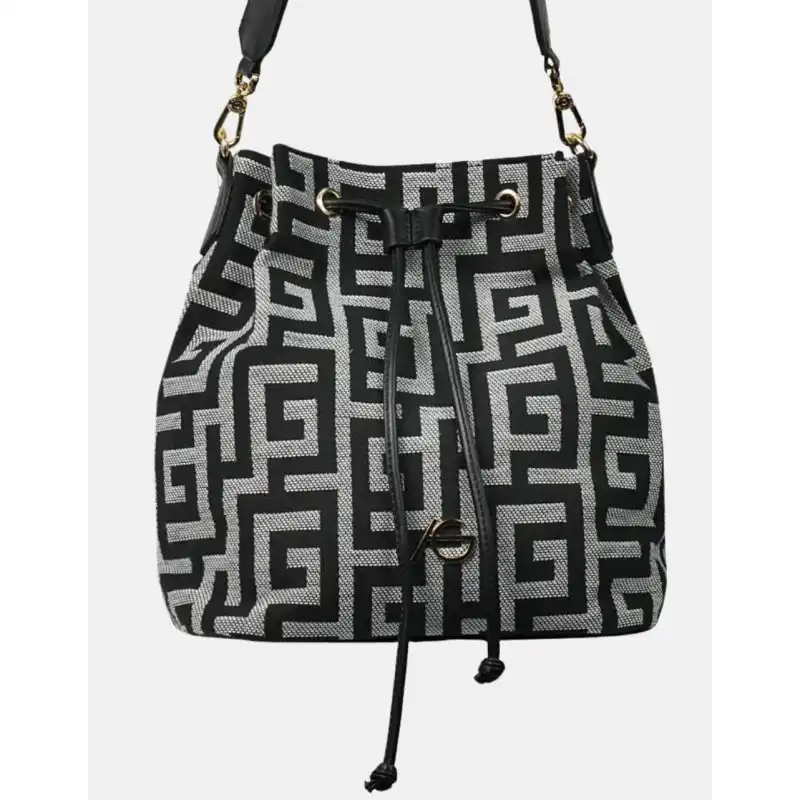 Χειροποίητη τσάντα ώμου πουγκί ασπρόμαυρο Relm Χειροποίητη τσάντα ώμου πουγκί ασπρόμαυρο Relm