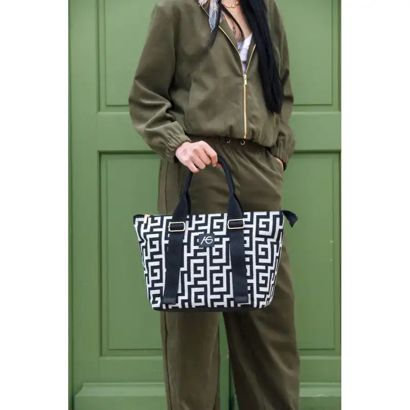 Ασπρόμαυρη τσάντα shopping Malenia Ασπρόμαυρη τσάντα shopping Malenia