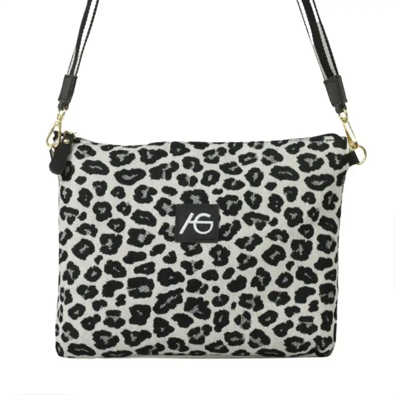 Ασπρόμαυρη Λεοπάρ τσάντα χιαστί Speio Ασπρόμαυρη Λεοπάρ τσάντα χιαστί Speio