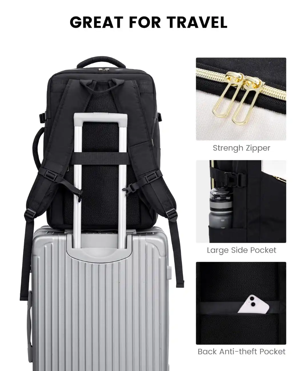 Σακίδιο καμπίνας 40L Carry on 17,3" UB2194 black/beige