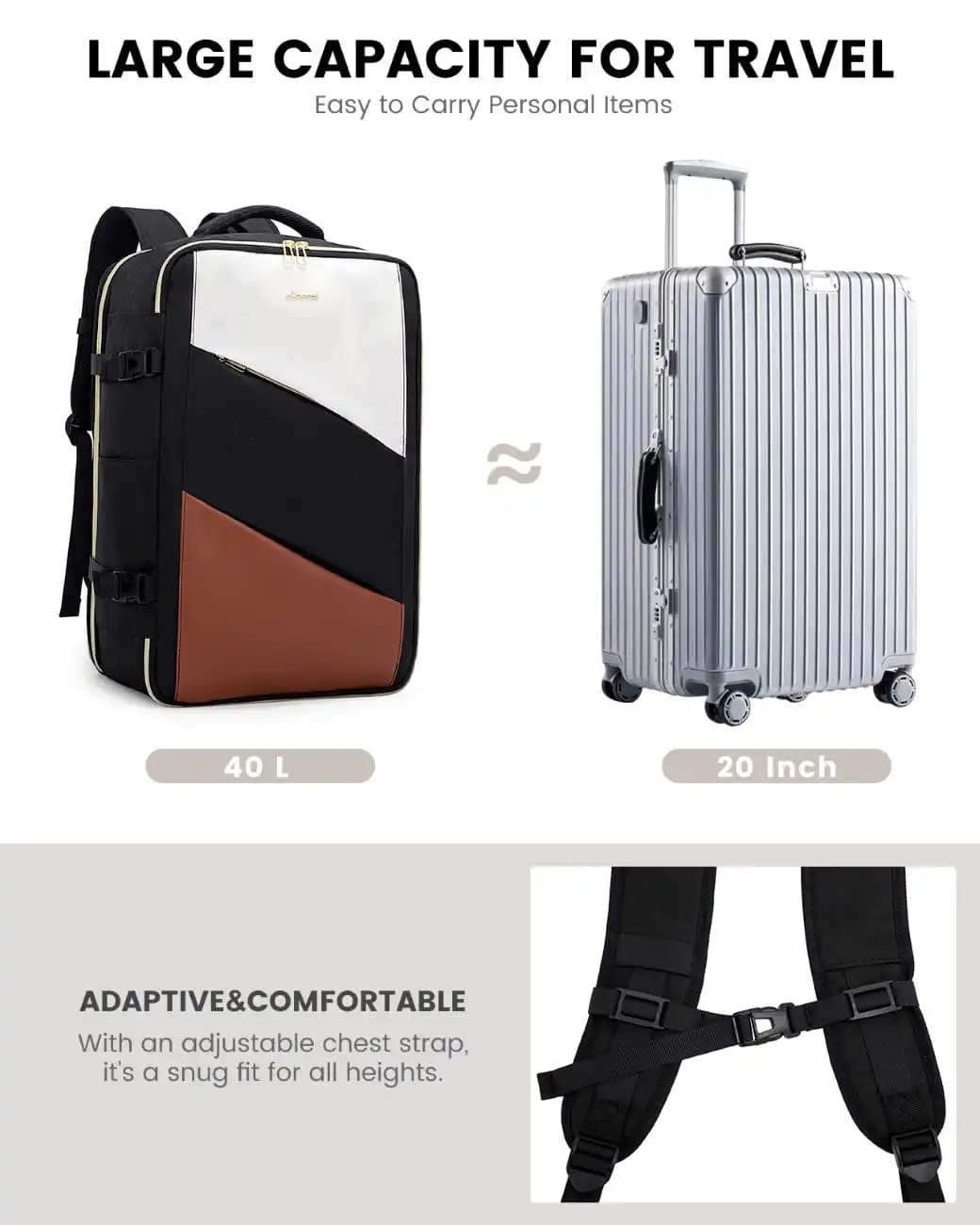 Σακίδιο καμπίνας 40L Carry on 17,3" UB2194 black/beige