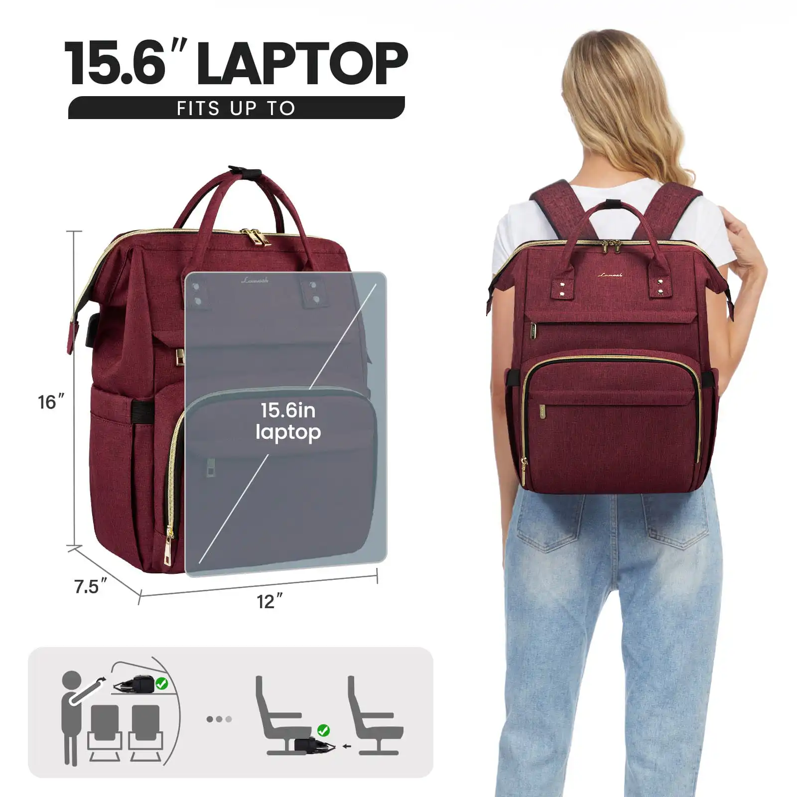 Γυναικείο Σακίδιο Φορητού Υπολογιστή Lovevook 15,6'' WB1469 wine