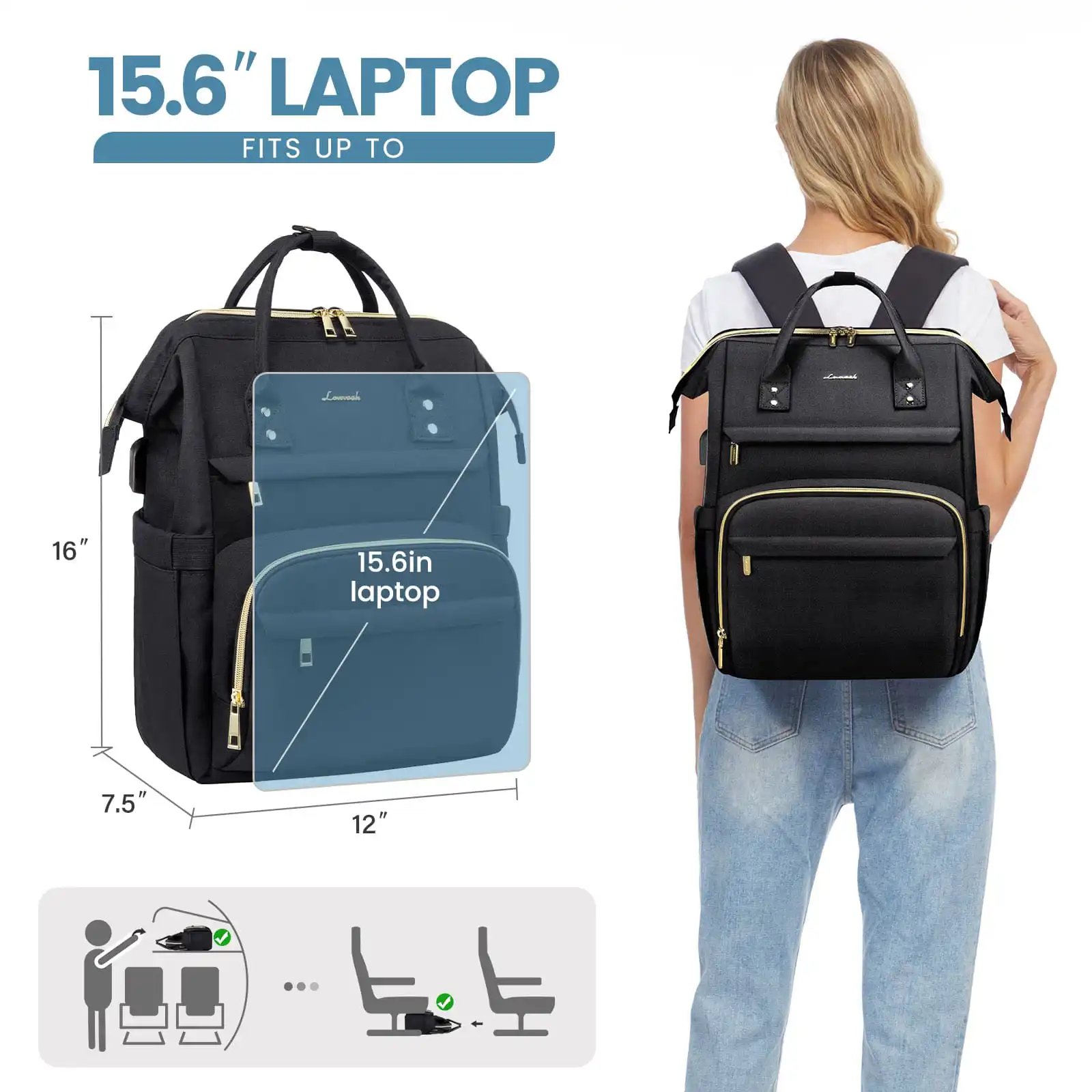 Γυναικείο Σακίδιο Φορητού Υπολογιστή Lovevook 15,6'' WB1469 black