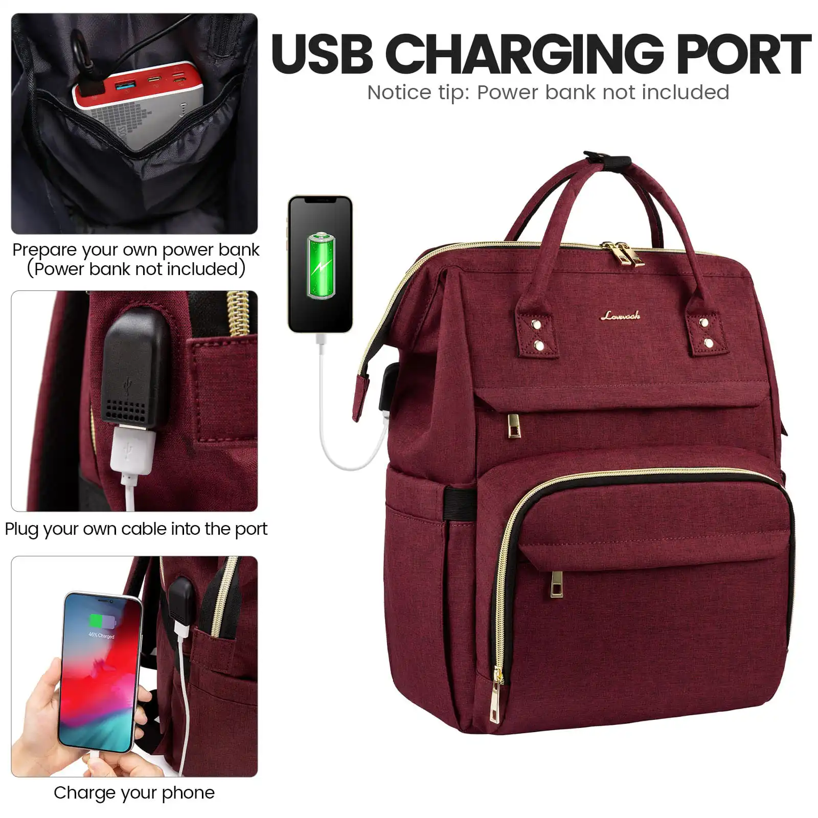 Γυναικείο Σακίδιο Φορητού Υπολογιστή Lovevook 15,6'' WB1469 wine