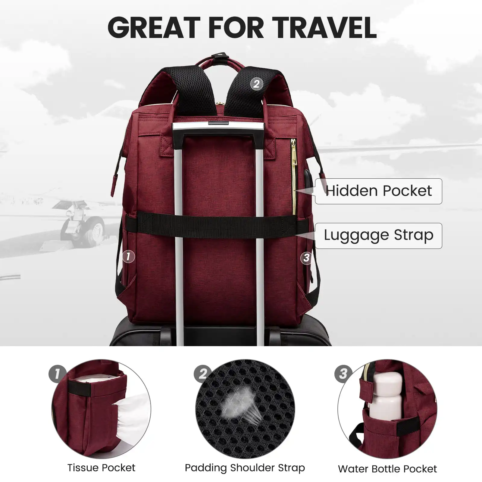 Γυναικείο Σακίδιο Φορητού Υπολογιστή Lovevook 15,6'' WB1469 wine