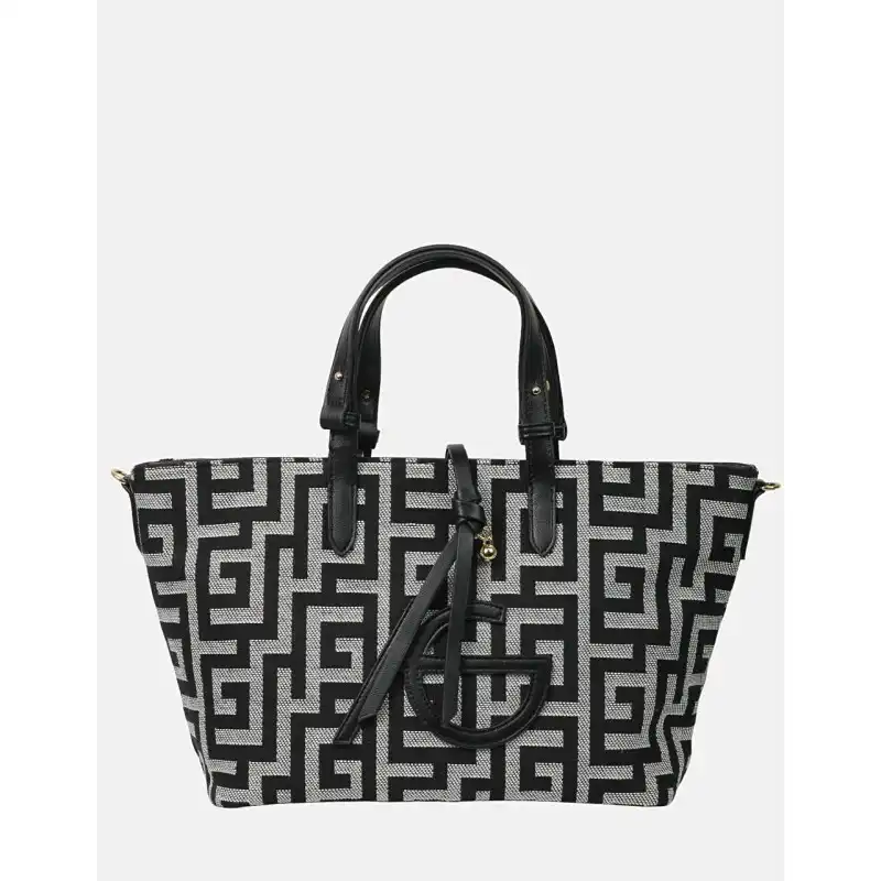 Xειροποίητη τσάντα χειρός ασπρόμαυρη Cornelia Xειροποίητη τσάντα χειρός ασπρόμαυρη Cornelia