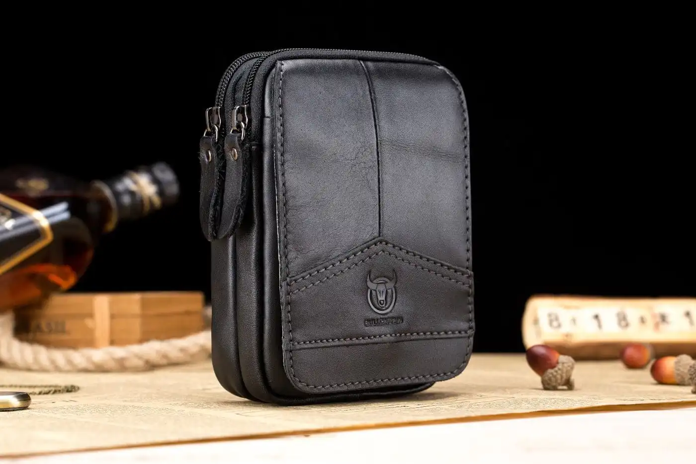 Δερμάτινο τσαντάκι μέσης Bull Captain YB012 Μαύρο Δερμάτινο τσαντάκι μέσης Bull Captain YB012 Μαύρο