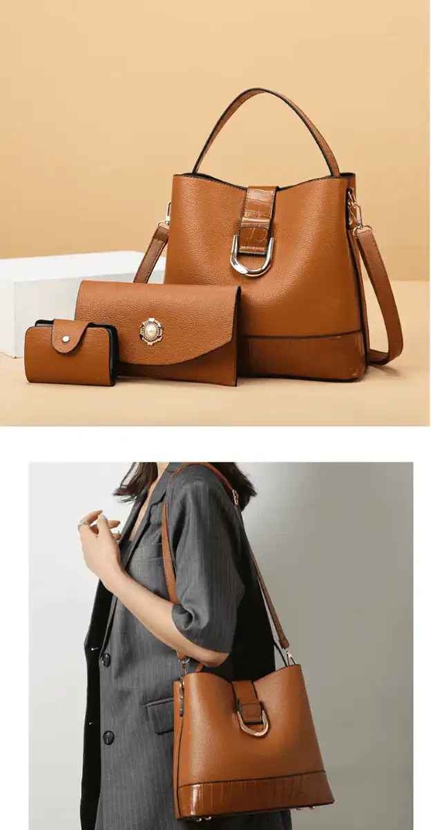 Γυναικείο σετ τσάντας χιαστί/ώμου/χειρός/mini Πορτοφόλι Cardinal zm965 Coffee