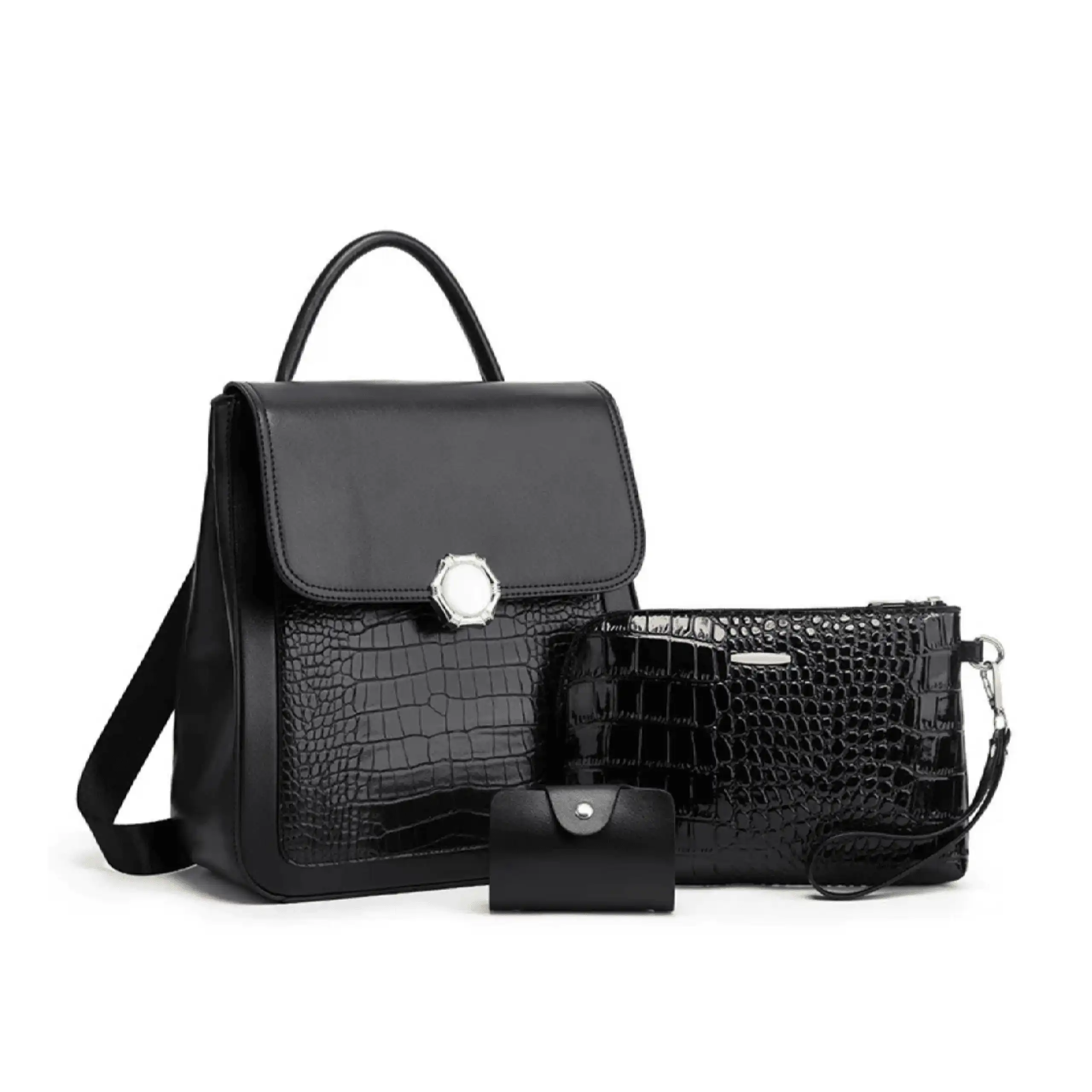 Γυναικείο σετ Σακίδιο πλάτης/τσάντα χειρός/mini πορτοφόλι Cardinal ZM 955 Black