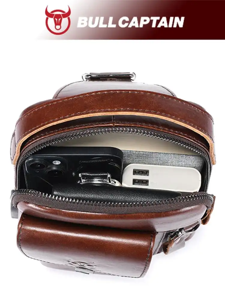 Δερμάτινο τσαντάκι body Bull Captain XB555 σκούρο καφέ