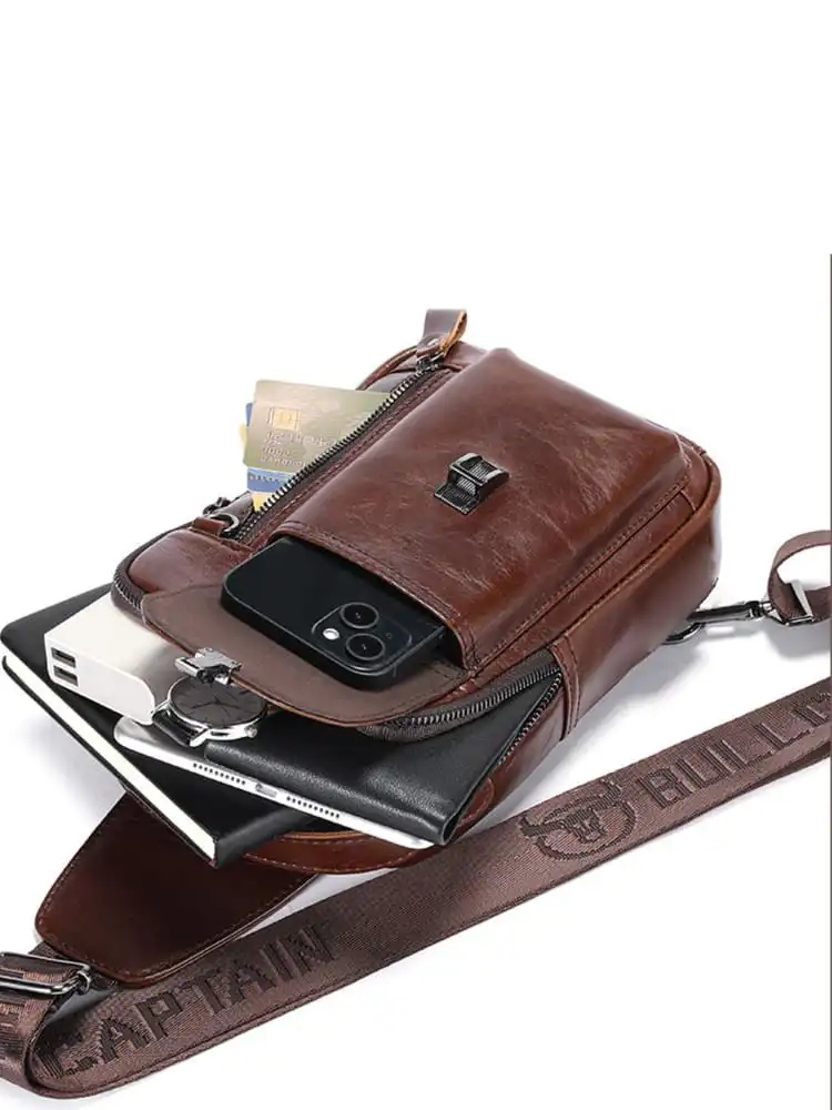 Δερμάτινο τσαντάκι body Bull Captain XB555 σκούρο καφέ