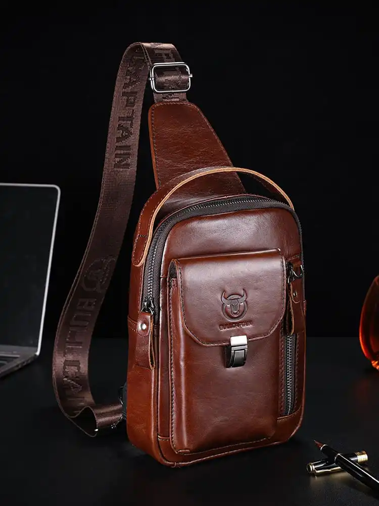 Δερμάτινο τσαντάκι body Bull Captain XB555 σκούρο καφέ