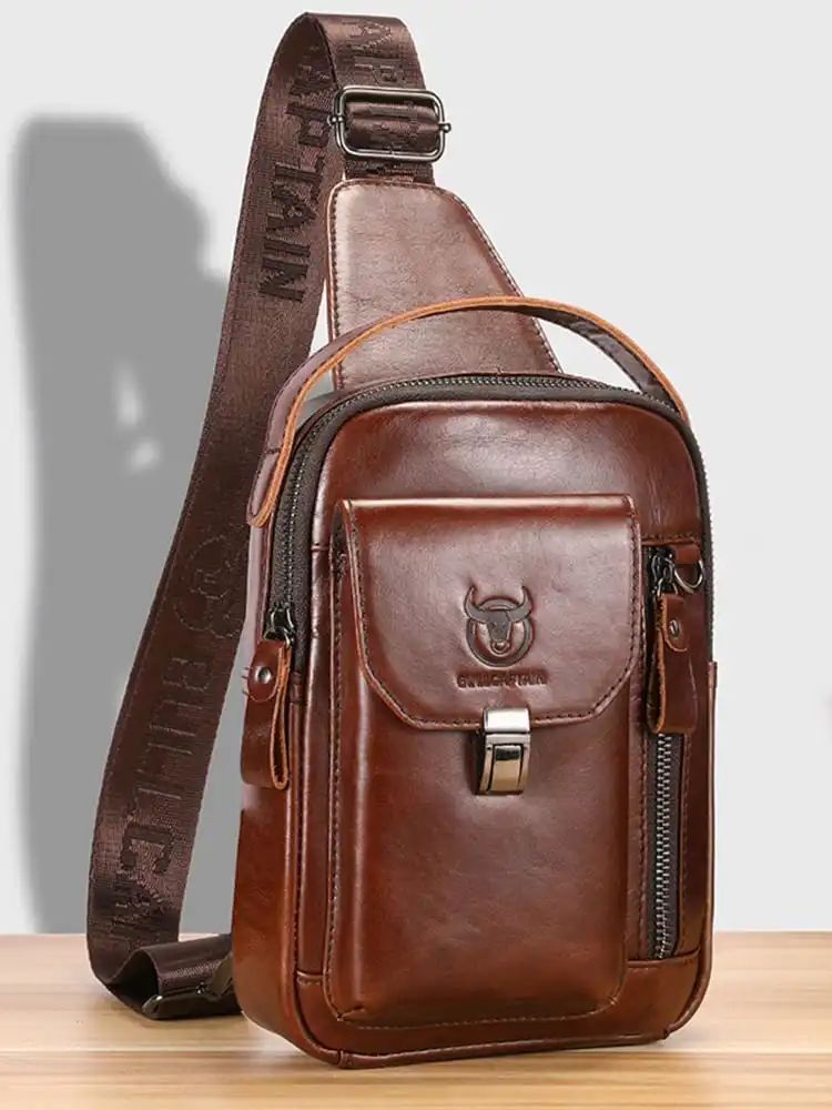 Δερμάτινο τσαντάκι body Bull Captain XB555 σκούρο καφέ