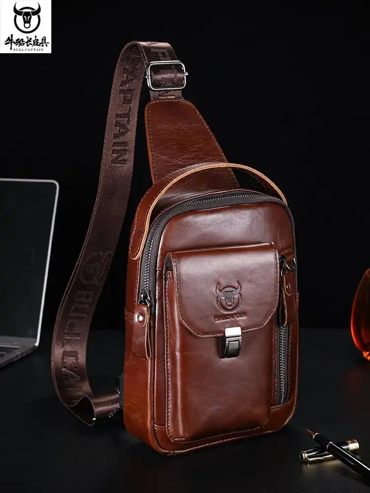 Δερμάτινο τσαντάκι body Bull Captain XB555 σκούρο καφέ