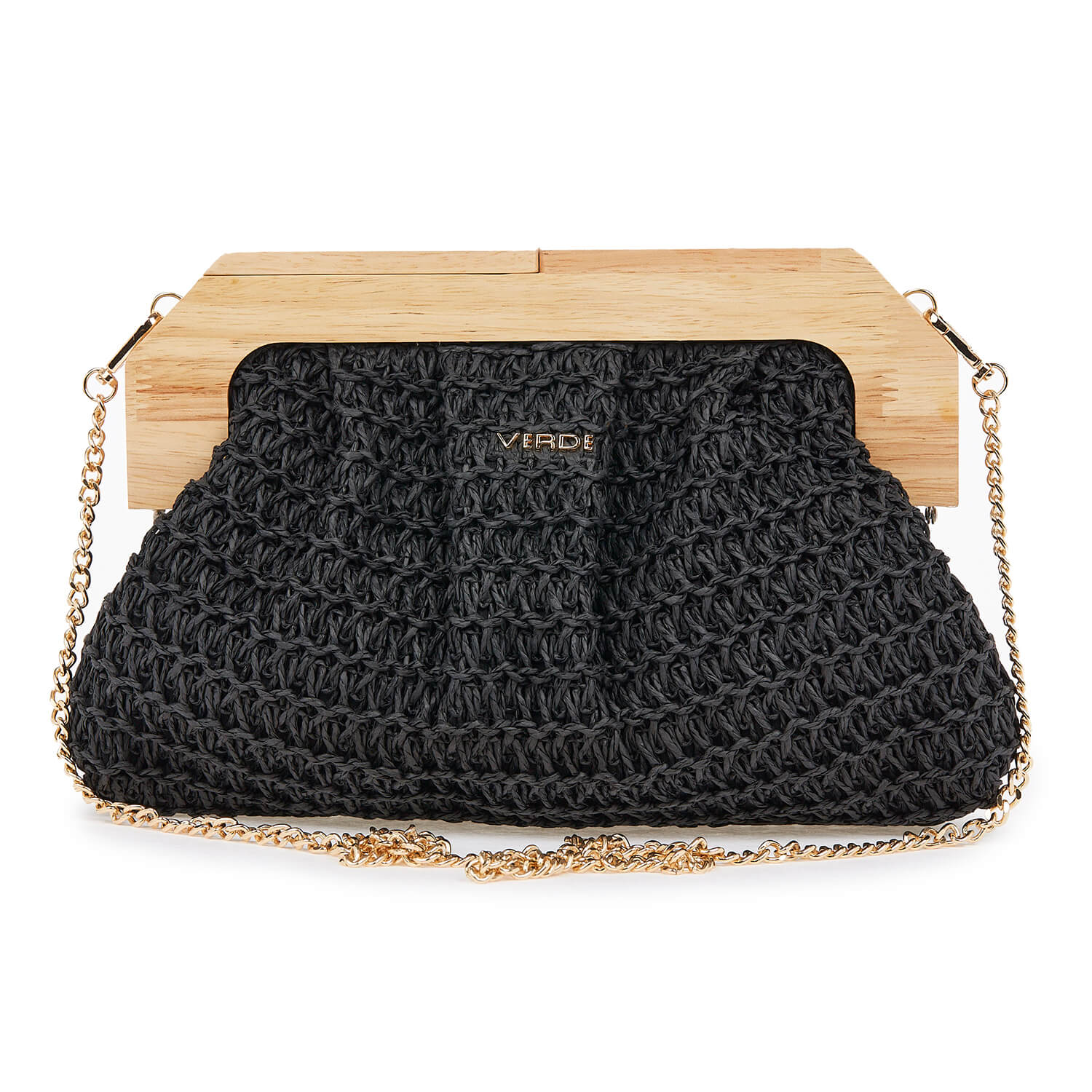 Verde Γυναικείο Τσαντακι Αμπιγέ 01-1572 Ψάθινο Μαύρο